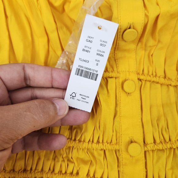 J Crew Re-Imagined Yellow Ruched Cropped Top Size Small - Picture 6 of 11